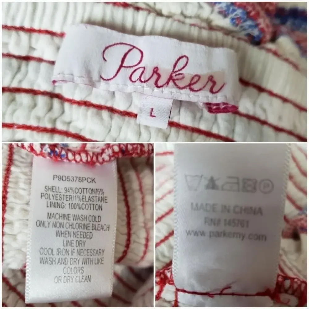 Parker Lizette Ruffle Off Shoulder Striped Top Large - Picture 6 of 6